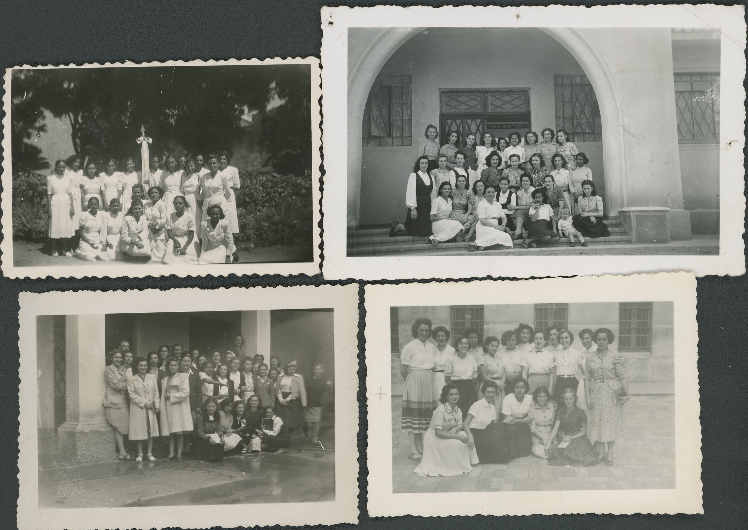 Photo’s of the local JOC-F sections of Pernambuco and São Paulo between 1946 and 1954. On the bottom right hand photo you can see Denise Verschueren with one of her groups